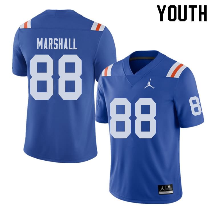 NCAA Florida Gators Wilber Marshall Youth #88 Jordan Brand Alternate Royal Throwback Stitched Authentic College Football Jersey DMB6464JB